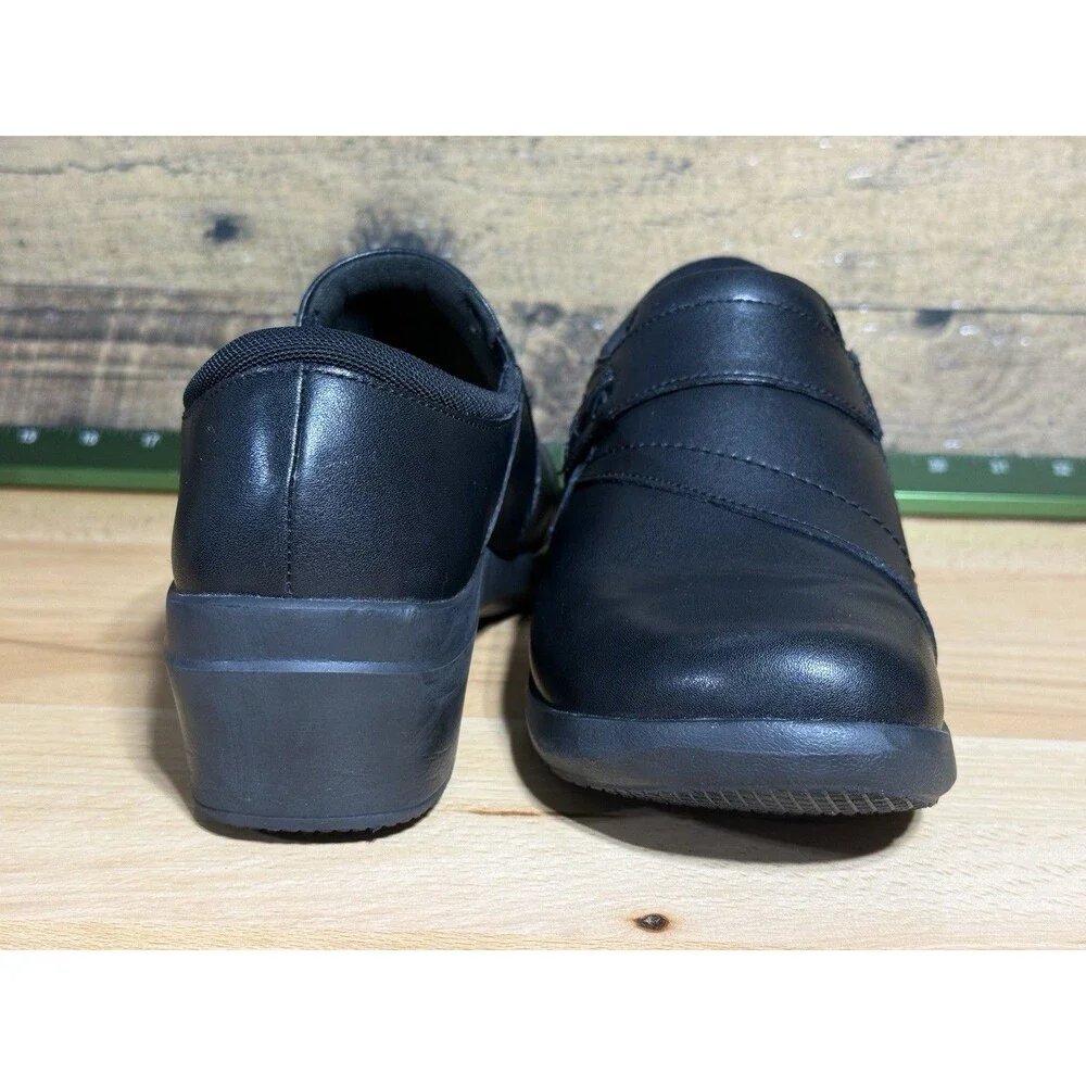 🔥Clarks Collection Women's 11W Angie Pearl Black Leather Slip On Loafers Shoes